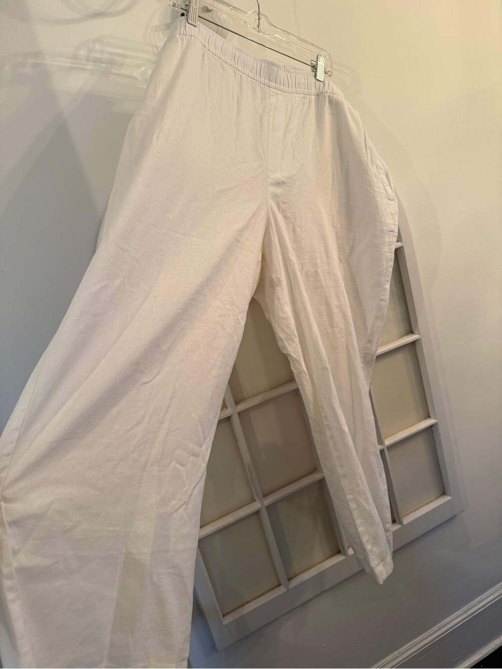 Old Navy White High-Rise Wide-Leg Pull-On Linen-Blend Pants XXL